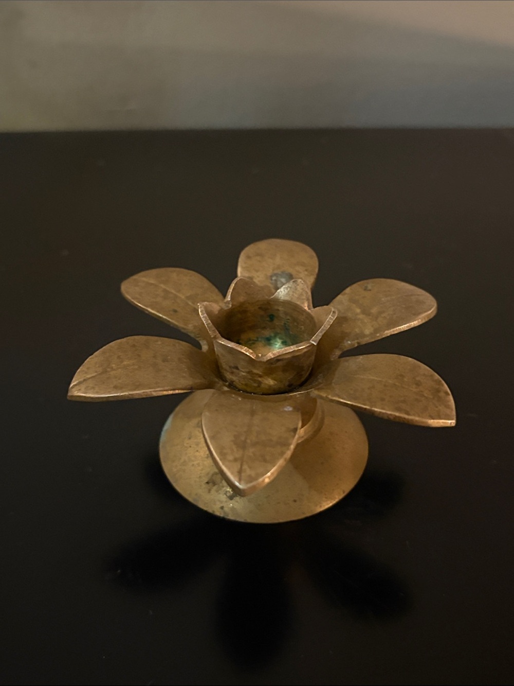 Vintage Brass flower taper holder